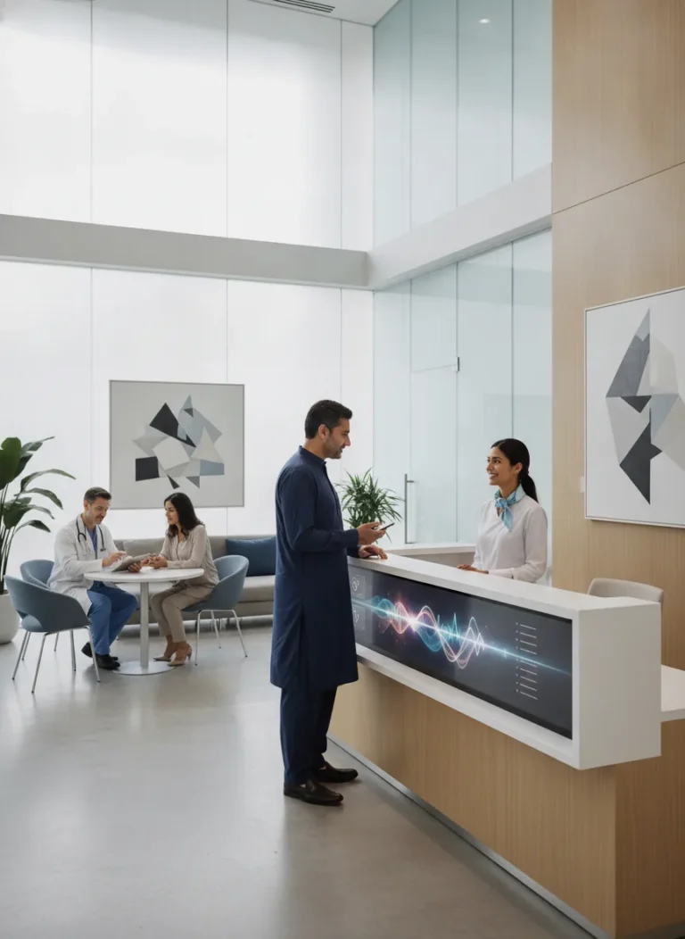 modern healthcare reception with doctor consultation theme, Pakistani