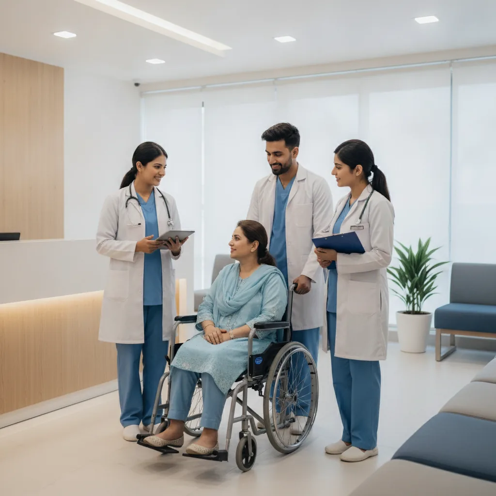 bright, peaceful healthcare reception or patient care room